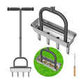 Lawn Coring Aerator Tool, 4 Core Stainless Steel Manual Aerator | Removes Soil Plugs, Soft Rubber Grip, Durable