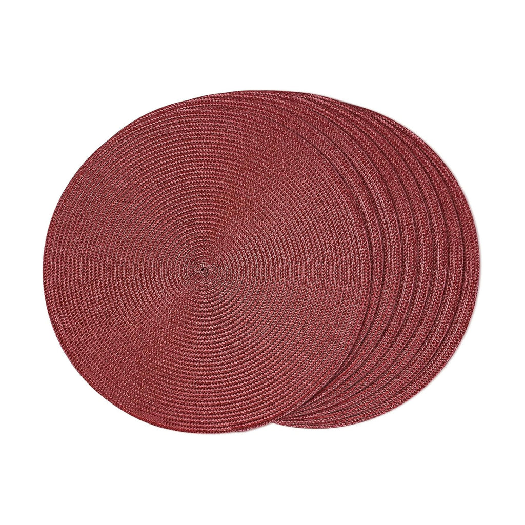 FunWheat Round Braided Placemats Set of 8 Table Mats for Dining Tables Woven Washable Non-Slip Place mats 15 inch(Wine,8pcs)