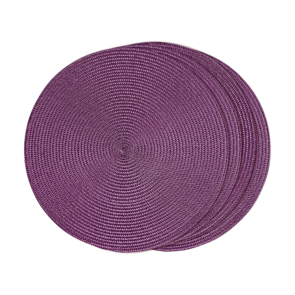 FunWheat Round Braided Placemats Set of 4 Table Mats for Dining Tables Woven Washable Non-Slip Place mats 15 inch(Purple,4pcs)