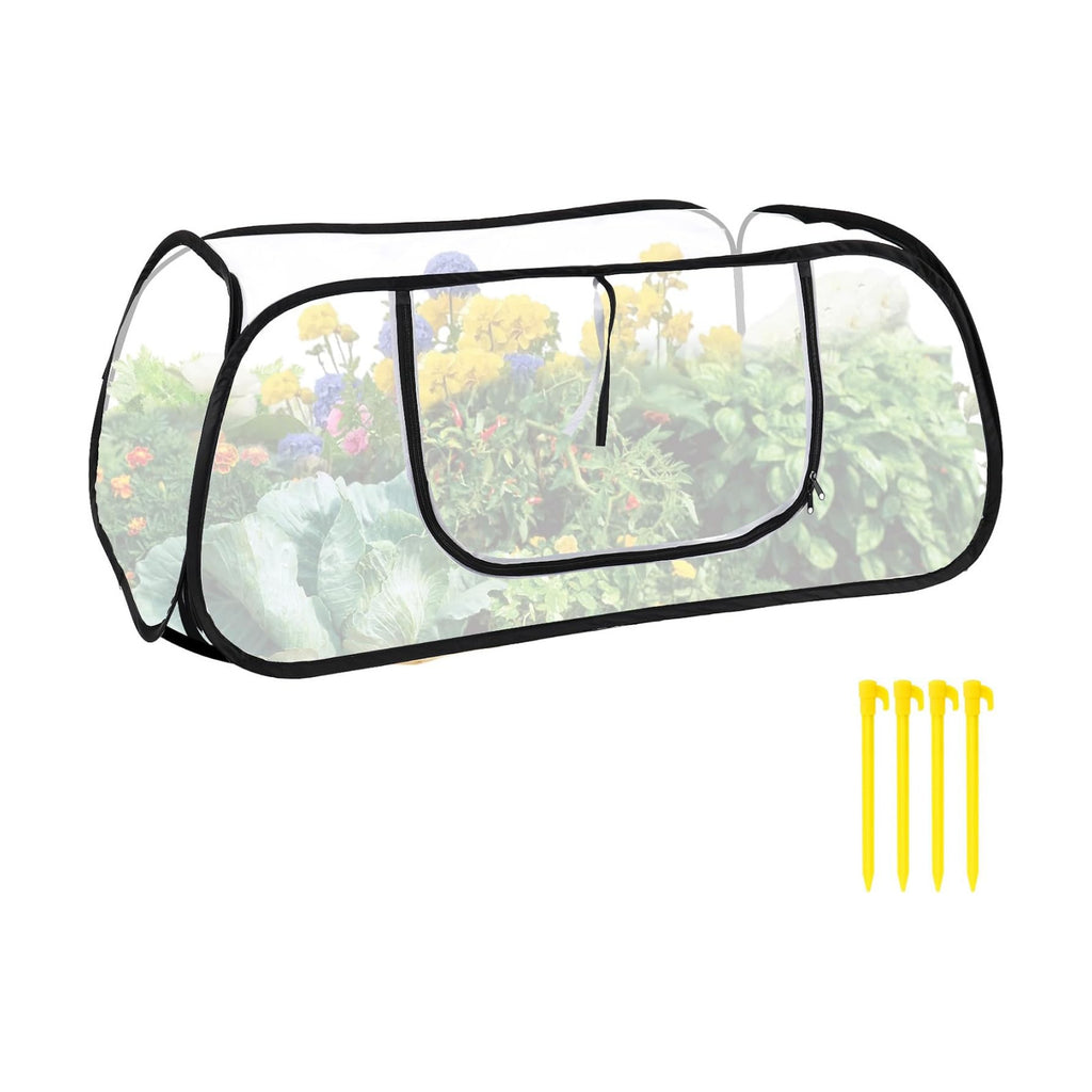 47x20x16 Inch Pop Up Mesh Plant Cover for Garden Raised Beds | Zipper side window, metal frame & 4 ground stakes