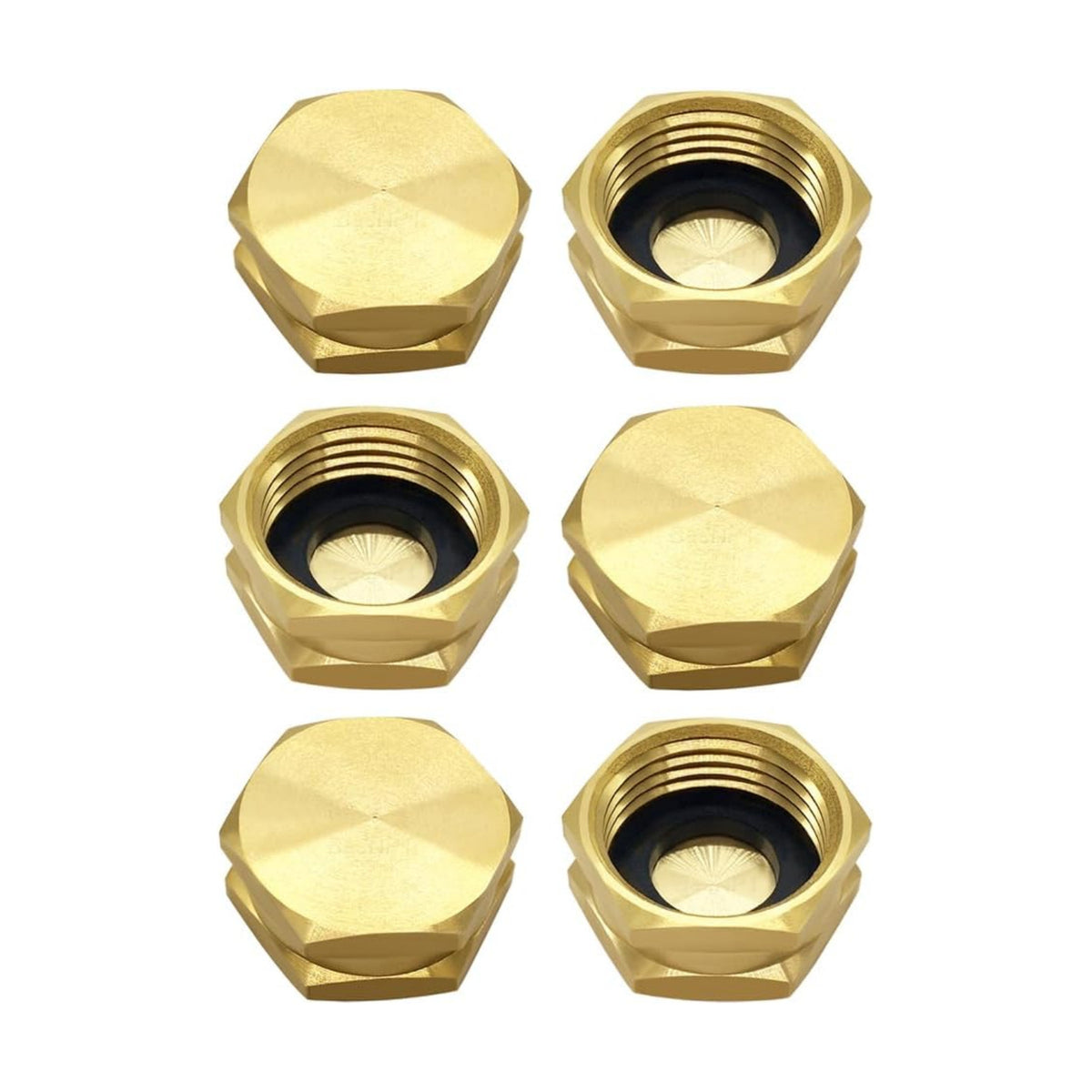 6 Pack 3/4" GHT Garden Hose End Caps With Washers,Female Spigot Cap