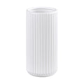 White Ceramic Flower Vase for Pampas Grass, 10 inch Large Decorative Centerpiece Ribbed Vase for Dining Table, Office Desktop, Shelf Bookshelf, Mantel, Entryway, Bathroom, Countertop, Farmhouse, Gift