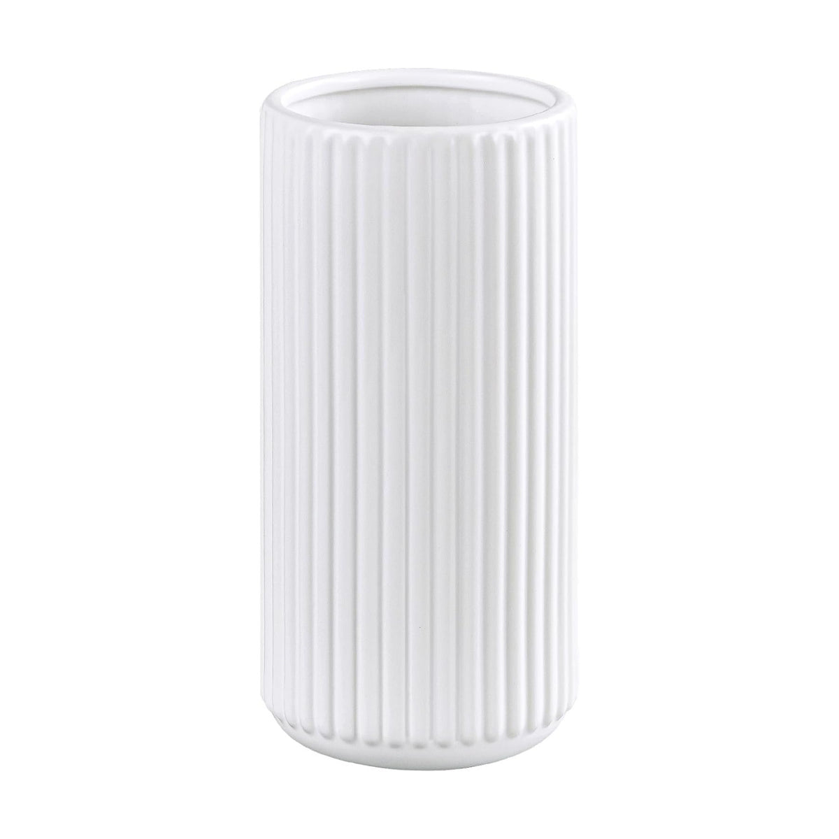 White Ceramic Flower Vase for Pampas Grass, 10 inch Large Decorative Centerpiece Ribbed Vase for Dining Table, Office Desktop, Shelf Bookshelf, Mantel, Entryway, Bathroom, Countertop, Farmhouse, Gift