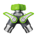RAINPOINT Garden Hose Splitter, 2 Way Heavy Duty Water Hose Y Spigot Splitter with Shutoff Valves, 100% Metal Body