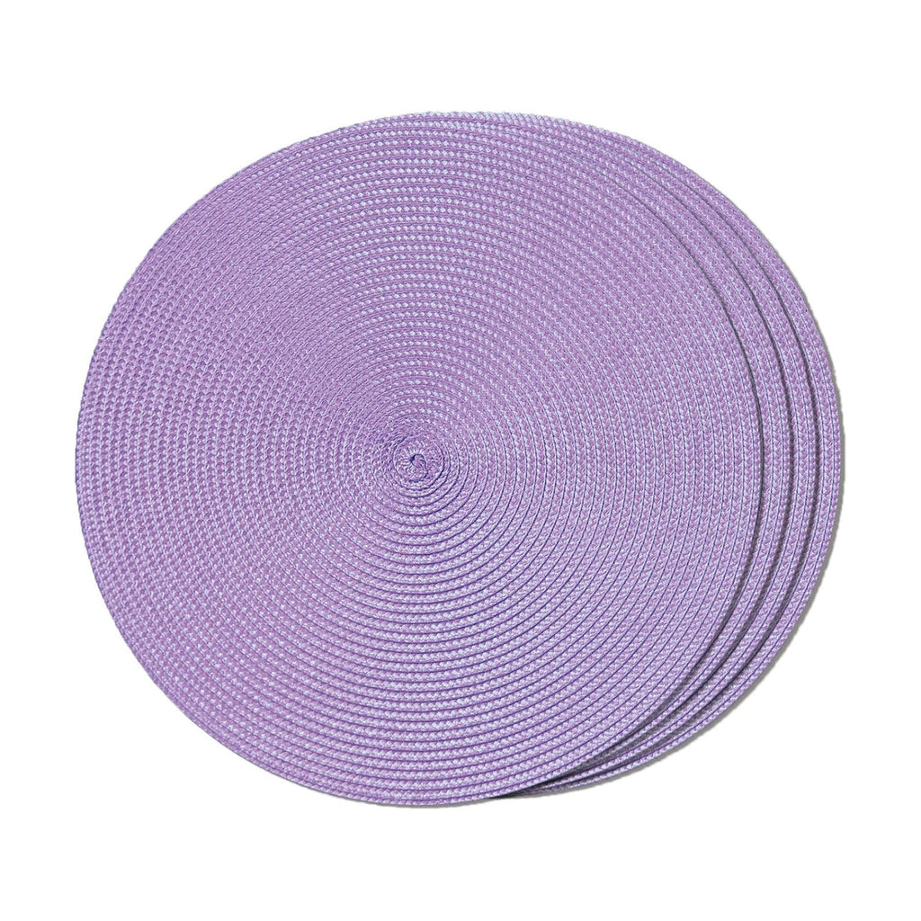 FunWheat Round Braided Placemats Set of 4 Table Mats for Dining Tables Woven Washable Non-Slip Place mats 15 inch(Lilac Purple,4pcs)