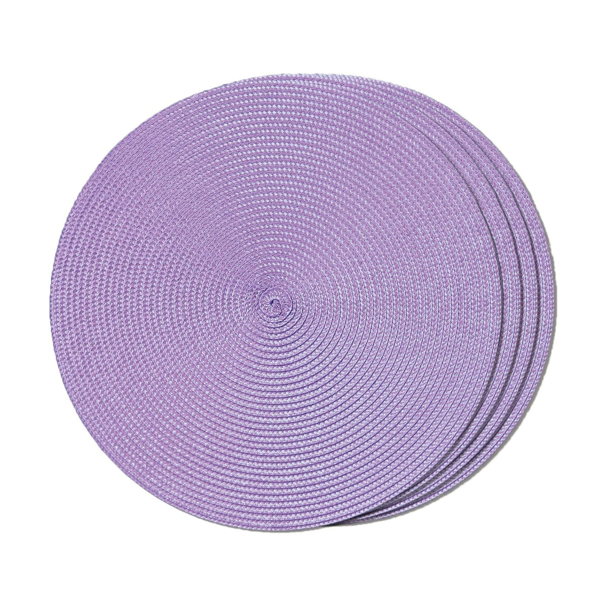 FunWheat Round Braided Placemats Set of 4 Table Mats for Dining Tables Woven Washable Non-Slip Place mats 15 inch(Lilac Purple,4pcs)