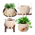 4 Pack Smile Face Planter Pot Small Hanging Swinging Planter Cute Holder for Indoor Outdoor Plants Funny Swing Gifts