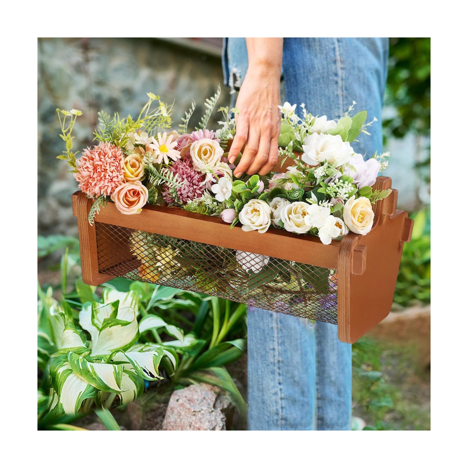 Teenyyou Garden Harvest Basket Mesh Storage with Handle Versatile Gardening Fruits Vegetables Gathering Basket Garden