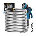 Garden Hose 50FT, Water Hose with 10 Function Nozzle, Garden Hose Metal with Leak-proof Connectors, Kink-Free & Ultra