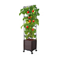 Raised Garden Bed with Tomato Cage & Trellis, 56" Self-Watering Tomato Planter Box for Vegetables Flowers | Lockable