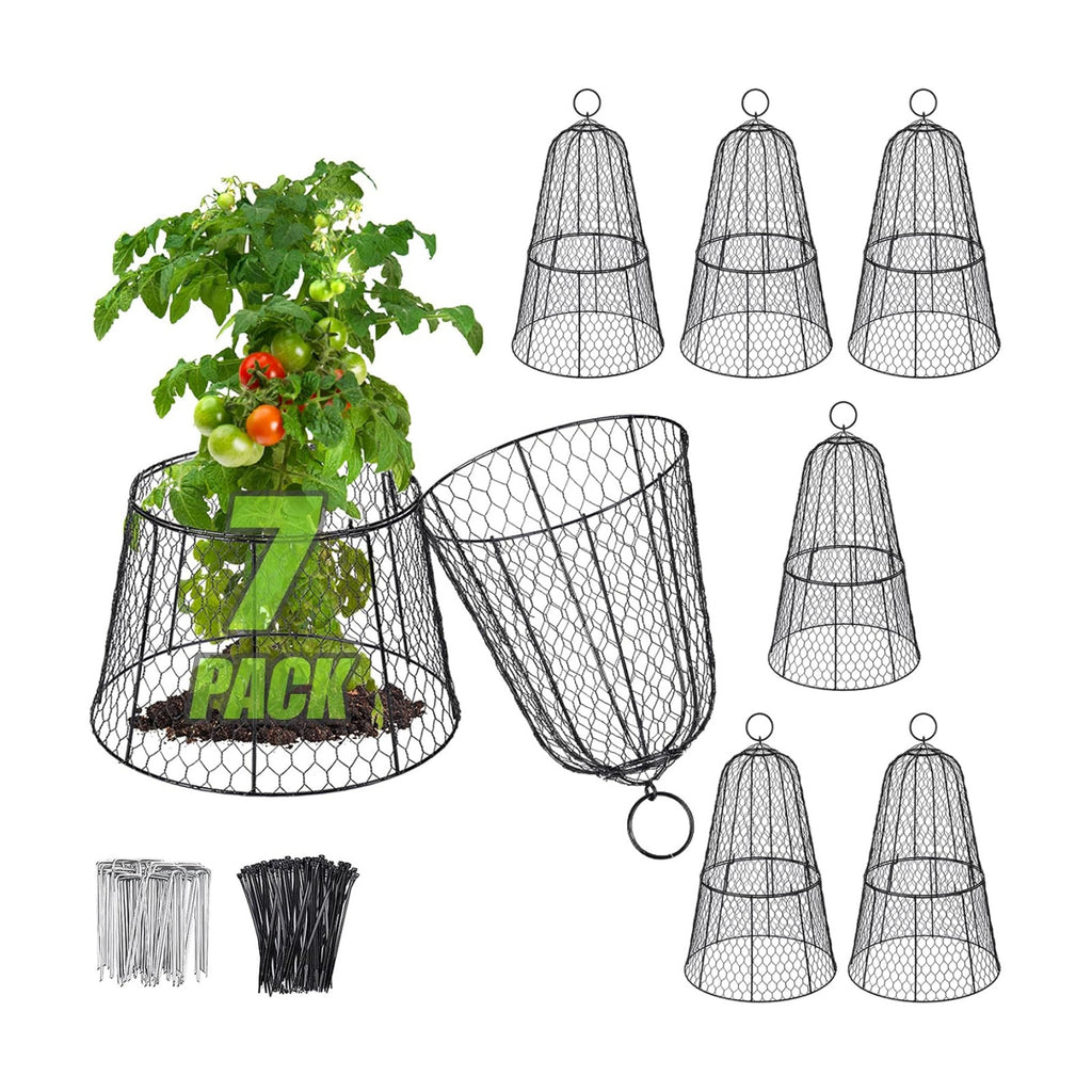 Cloche Plant Protectors from Animals - 17.3"Hx11.8"D Chicken Wire Plant Covers with Removable Flip-Top Design