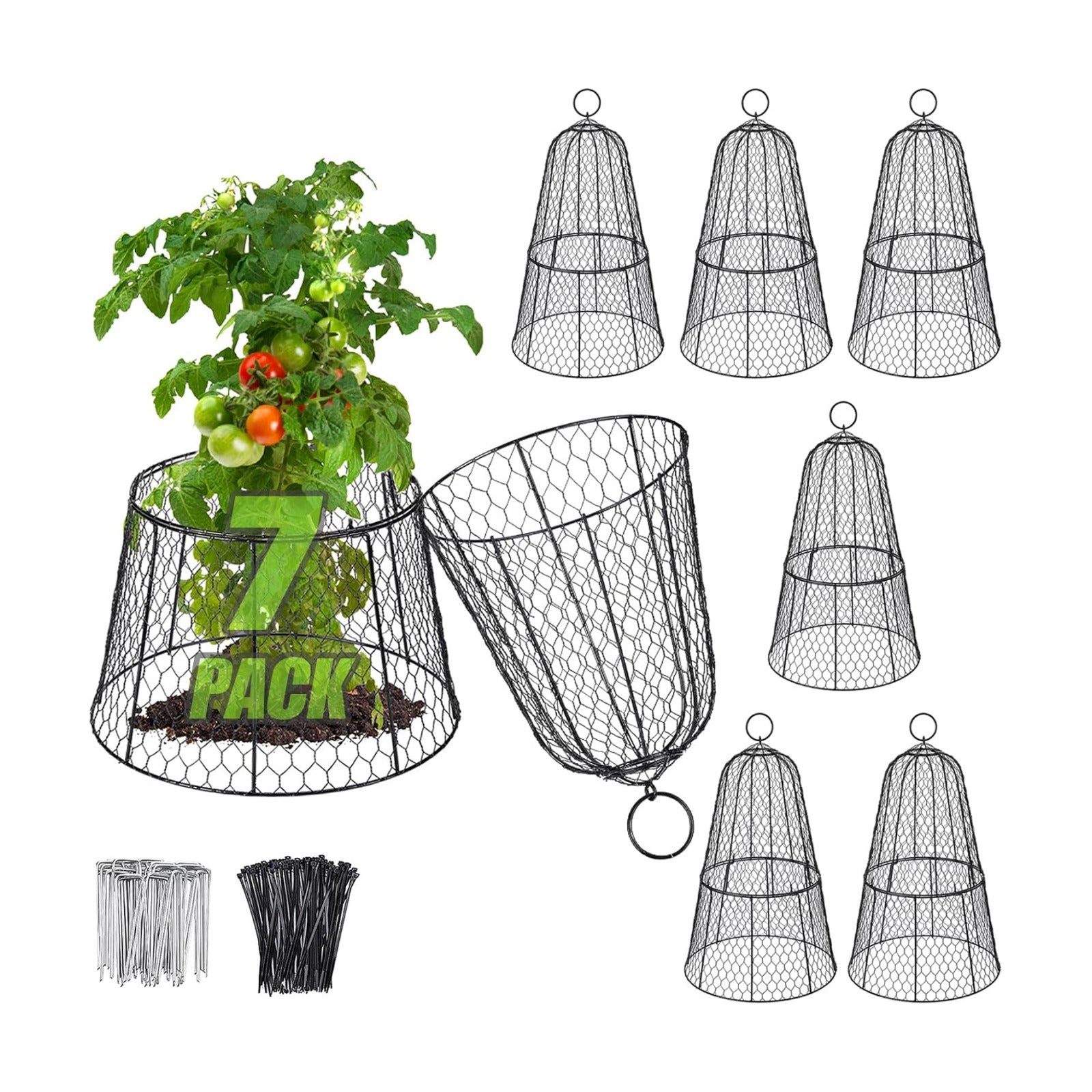 Cloche Plant Protectors from Animals - 17.3"Hx11.8"D Chicken Wire Plant Covers with Removable Flip-Top Design