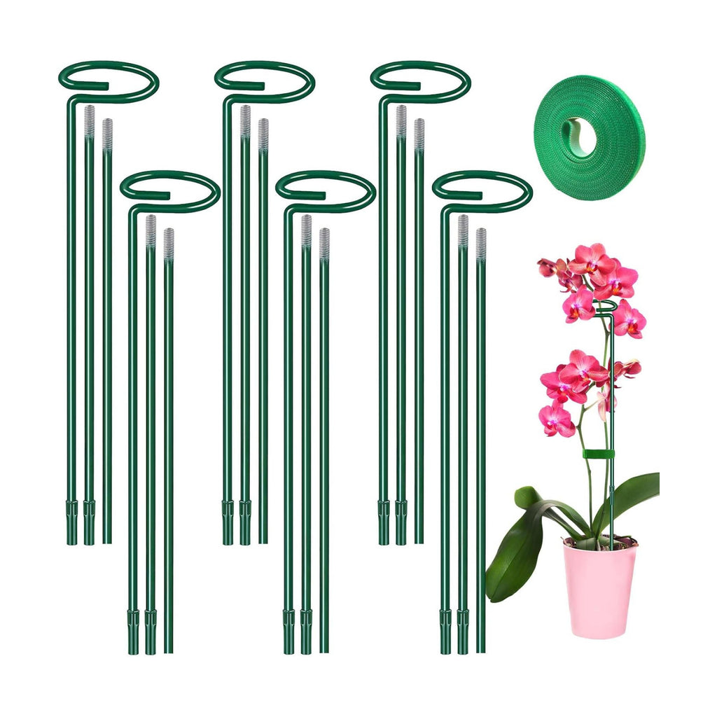 Plant Support Stakes 6 Pack, 12/24/36 Inch Heavy Duty Metal Plant Stakes, Adjustable Garden Plant Support Cages/Rings
