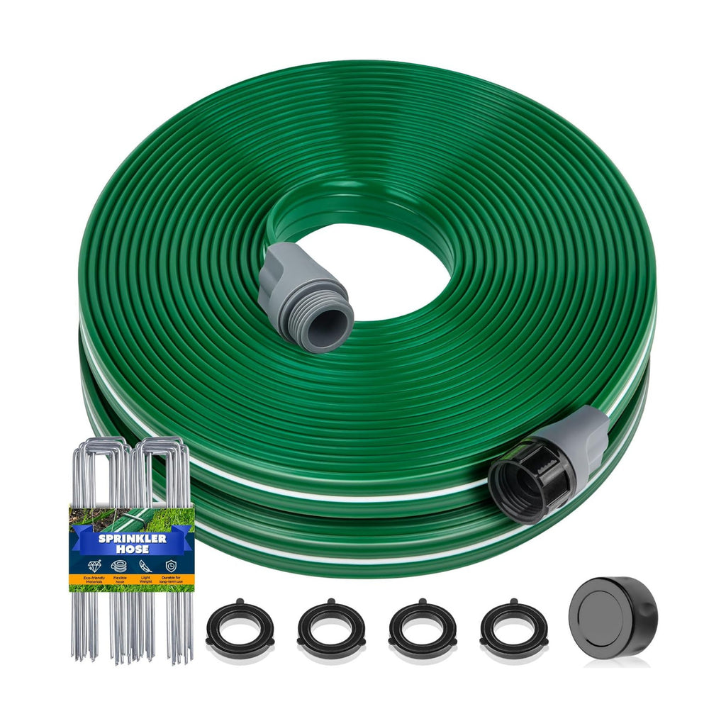 Jin&Bao 50FT Sprinkler Hose Heavy Duty Garden Lawn Water Hose with Staples | High-efficiency sprinkler system,dual-use