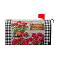 Spring Summer Floral Mailbox Covers Magnetic Large Size 25"x21" Welcome Spring Geranium Flower Mailbox Cover Welcome Red Flowers Mailbox Wraps Farmhouse Post Letter Box Cover for Home Outside