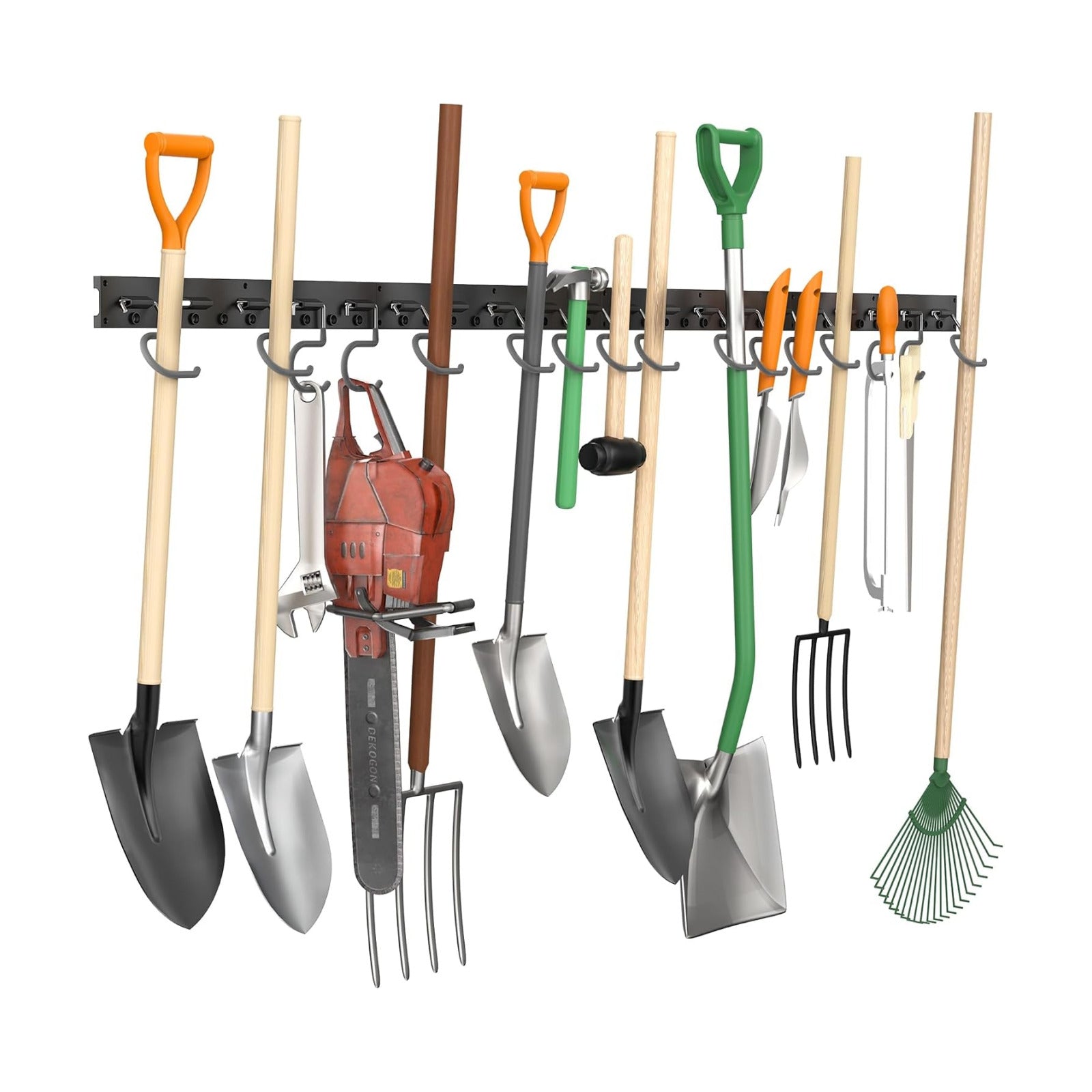 TORACK Plastic Wall Mounted Mop and Broom Holder, Garden Tools Organizer for Garage Wall, Yard Tool Storage Rack for
