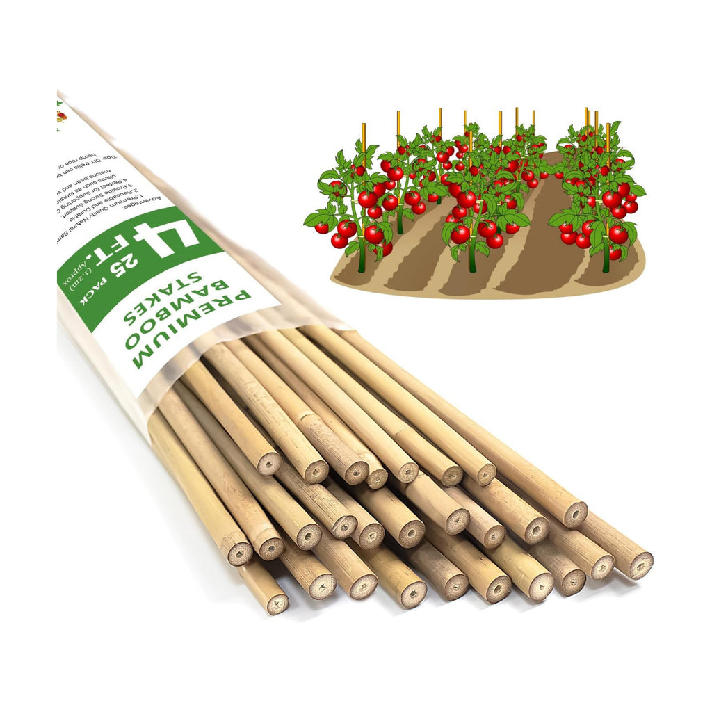Plant Stakes, 4 FT Natural Bamboo Stakes Plant Support Stakes - 25Pcs | Bamboo Sticks for Indoor Plants, Ideal Climbing