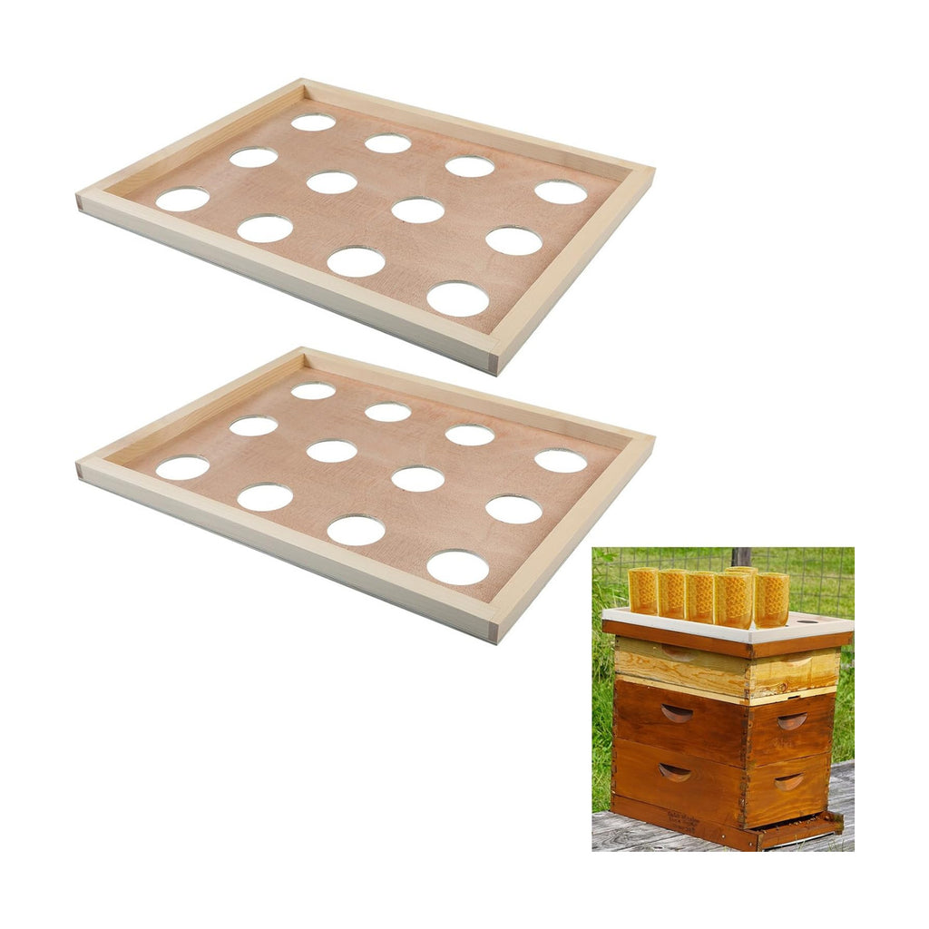 2 Pack Mason Jar Bee Hive 10 Frame Honey Jar Hive Storing with 12 Holes, Honey Extraction System Beehive Inner Cover
