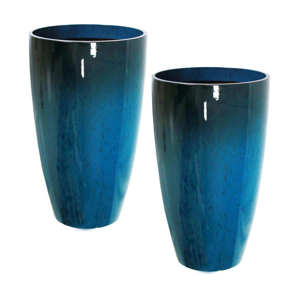 2PCS 21in Tall Planter for Outdoor Plants Large Flower Pots Blue | Tall Planters for Outdoor Plants, Large Pots with
