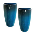 2PCS 21in Tall Planter for Outdoor Plants Large Flower Pots Blue | Tall Planters for Outdoor Plants, Large Pots with