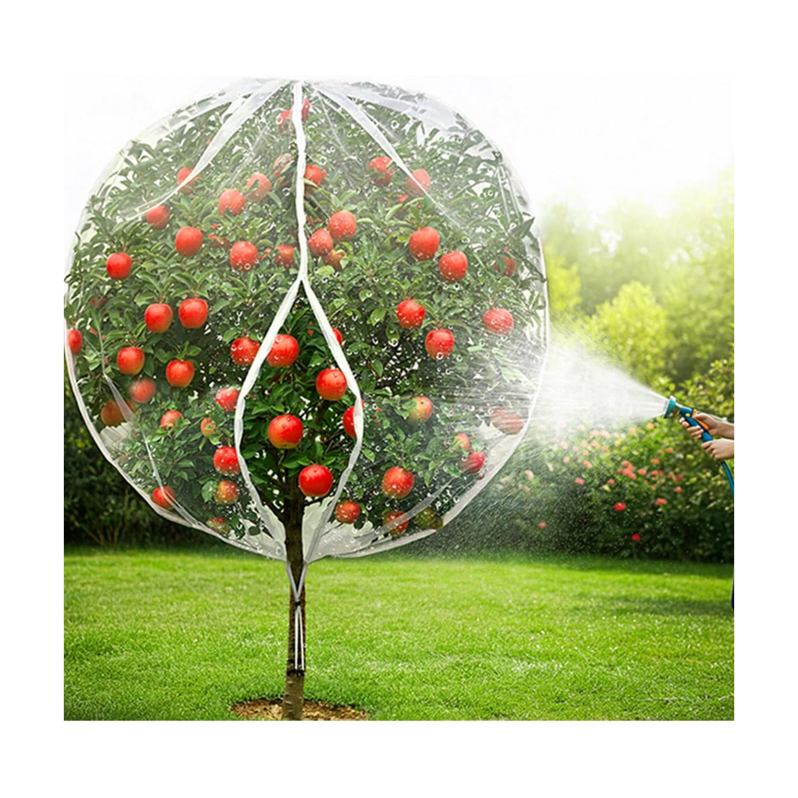 Large Fruit Tree Netting - 2 Pack 10x10FT-with Drawstring & Zipper, Easy Install Plant Protection Cover, Reusable