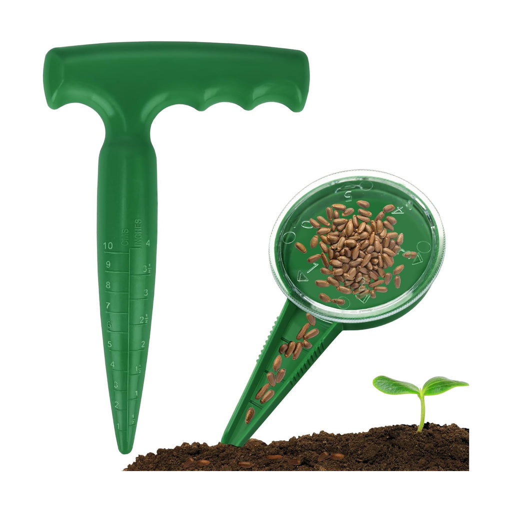 Seed Planter Tool, Seed Dibber, Seed Dispenser, Green, 2 Pcs