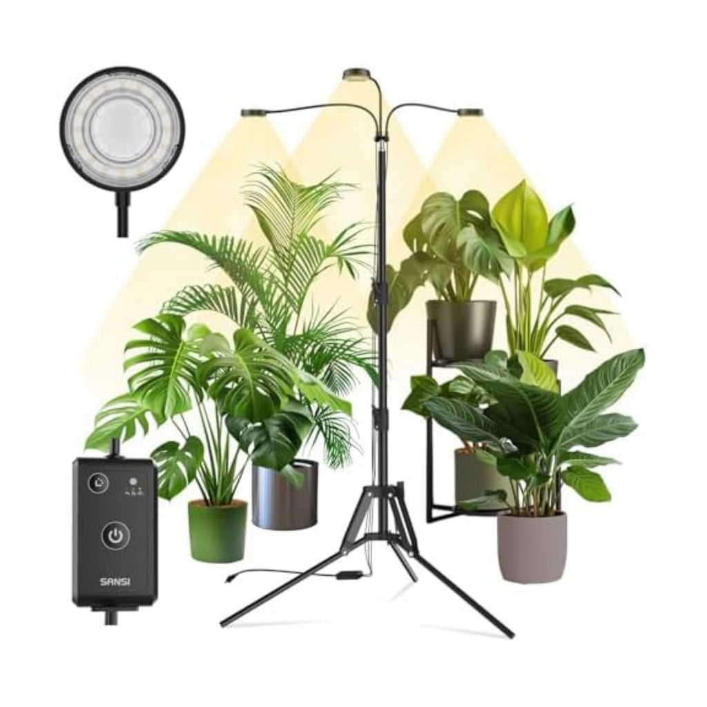 SANSI Grow Light for Indoor Plants, 30W 3-Head Tripod Stand Plant Light