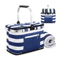 Teenyyou 35L Large Insulated Picnic Basket with Blankets Kit Shopping Basket Cooler Bag Leakproof Collapsible Portable