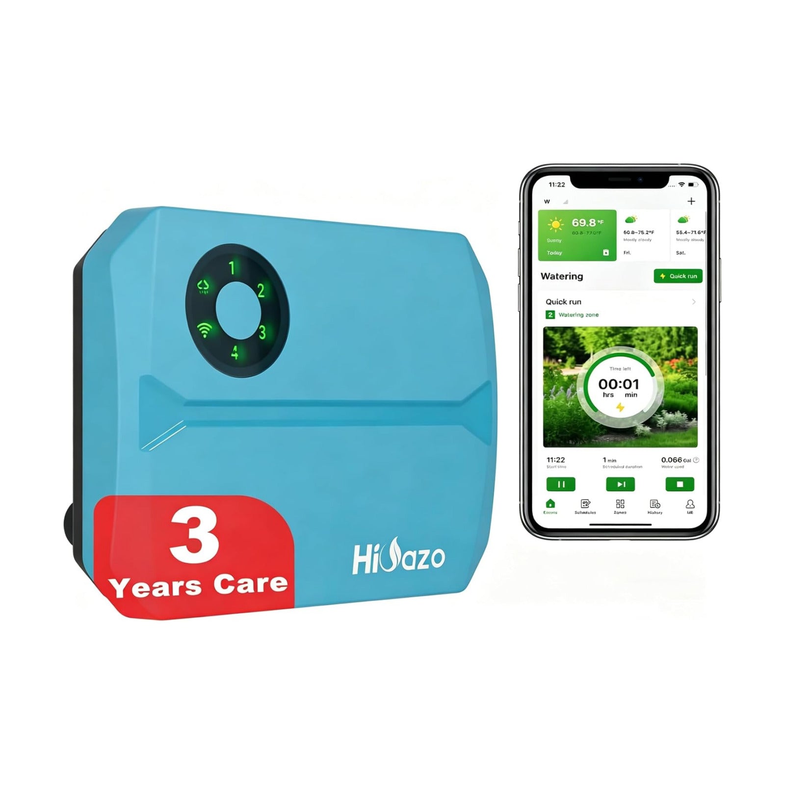 Smart Sprinklers Controller WiFi, Irrigation Controller Easy Use App Enabled, 4 Zone + 16 Plans, Save Water Auto Skip