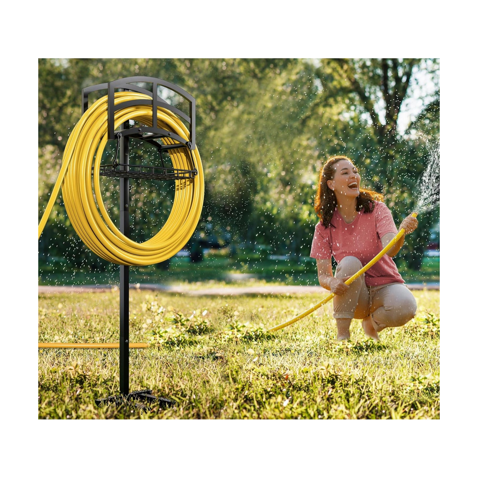 Fire Beauty Stainless Steel Garden Hose Holder for Yard Patio Garage | Stores messy garden hoses neatly outdoors.Sturdy