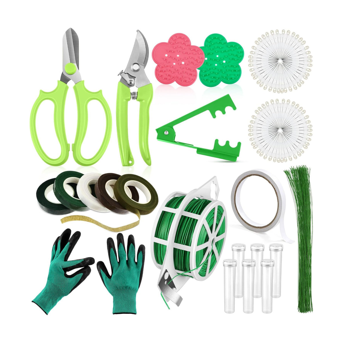 WILLBOND 121 Pcs Floral Arrangement Kit, Bouquet Accessories, Green