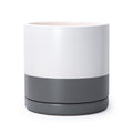 D'vine Dev 12 Inch Ceramic Planter Pot, White/Grey, 94-O-F-6