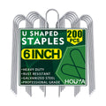 200 Pack Garden Stakes 6 Inch U-Shaped Drip Irrigation Stakes Galvanized Landscape Staples Garden Pins Yard Lawn Ground
