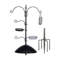 Backyard Expressions Heavy Duty Bird Feeding Station Kit w/Squirrel Baffle - 90" Bird Feeder Pole with 5 Prong Base, Suet Feeder, Mesh Feeding Tray, 4 Feeder Hooks, Water Dish - Black w/Gold Fleck