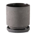Nihow Ceramic Plant Pot Drainage Hole & Saucer for Indoor Plants, 5.7 Inch | Charcoal Gray, Cylinder Planters, Art