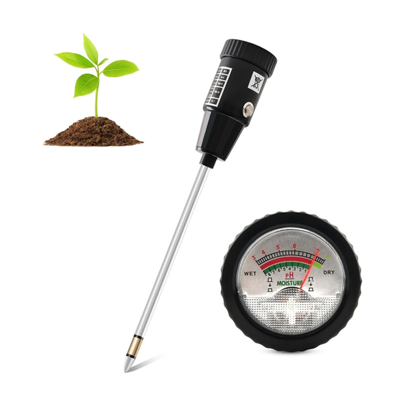 2 in 1 Soil PH Meter Soil Moisture Sensor Meter Soil PH Tester Soil Test Kit Gardening Tool for Indoor Outdoor Plant