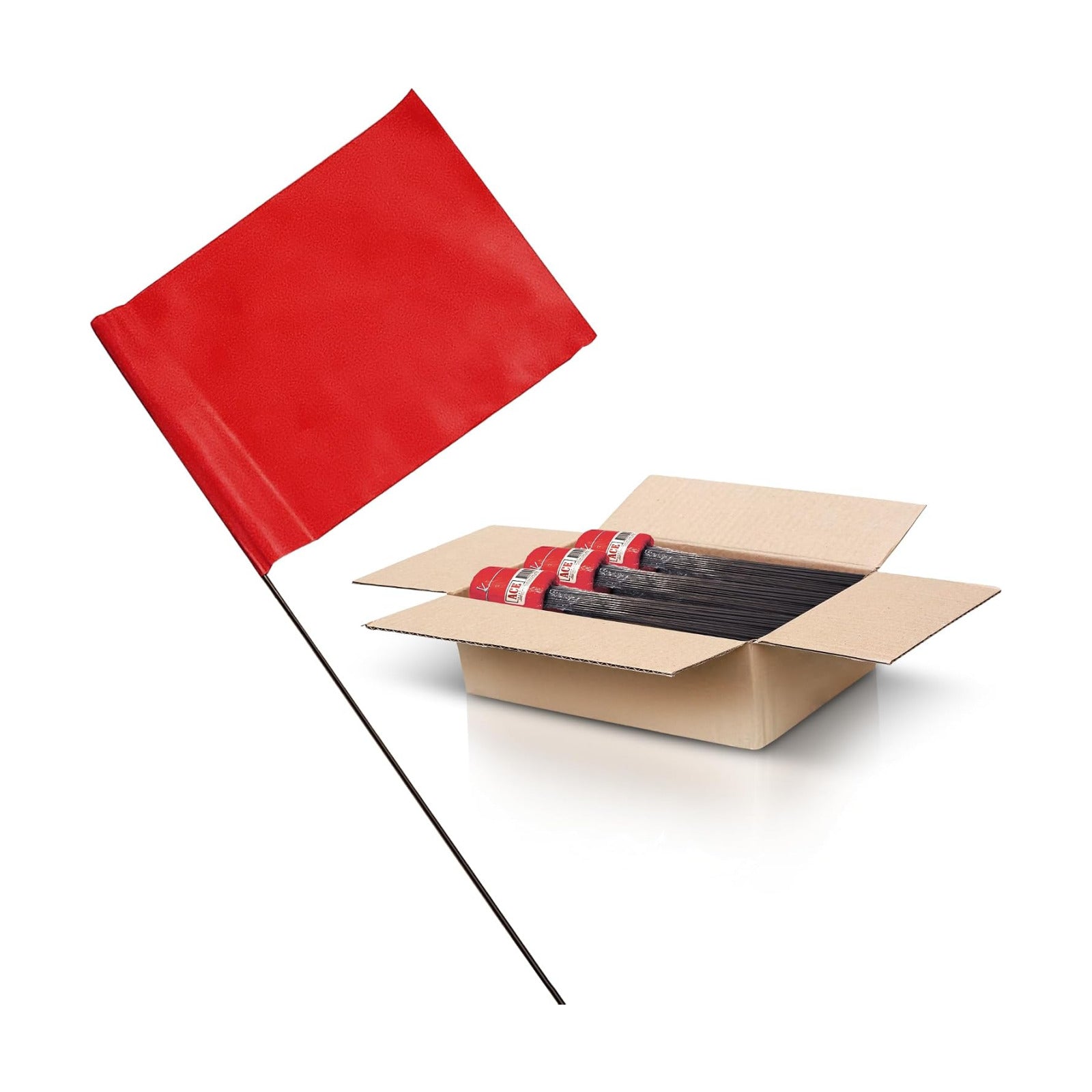 Red Marking Flags 1000 Pack - 4x5x30 Inch Red Flags for Yard - Markers For Lawn, Irrigation, Landscaping, Survey &