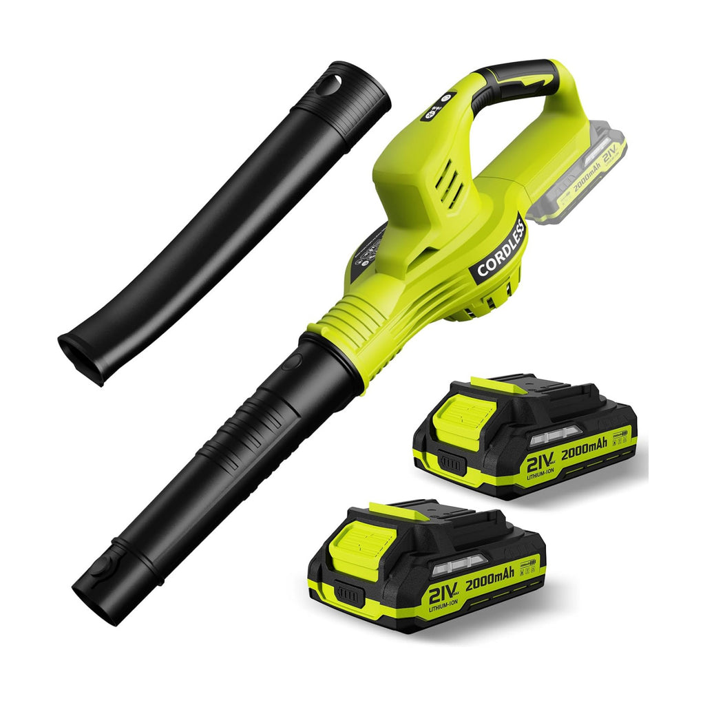 Leaf Blower Cordless 21V Electric with 2 Batteries and Charger Lightweight | 2 Speed Modes & 2.0Ah Powerful Battery
