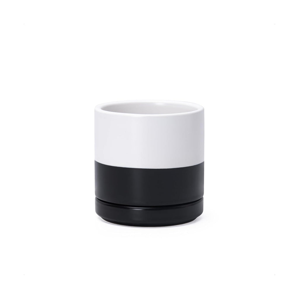 D'vine Dev 3.5 Inch Ceramic Planter Pot, Black White Two Tone, 94-O-A-L