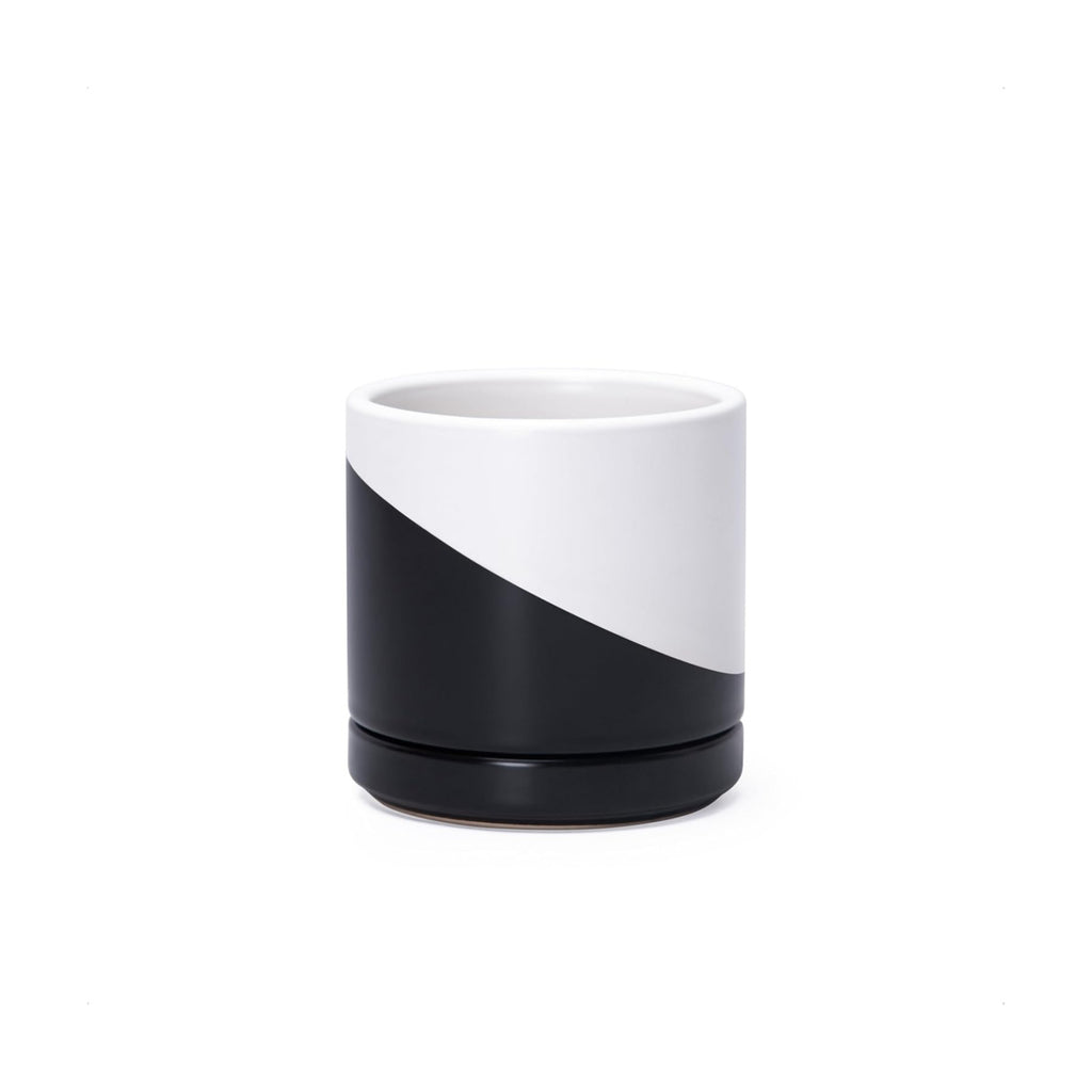 D'vine Dev 3.5 Inch Ceramic Planter Pot, Black White Diagonal, 94-O-A-K