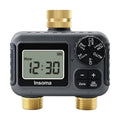 Insoma 2-Zone Water Timer Brass Inlet/Outlet, Programmable Outdoor Hose Faucet Timers with Auto/Manual Modes + Rain