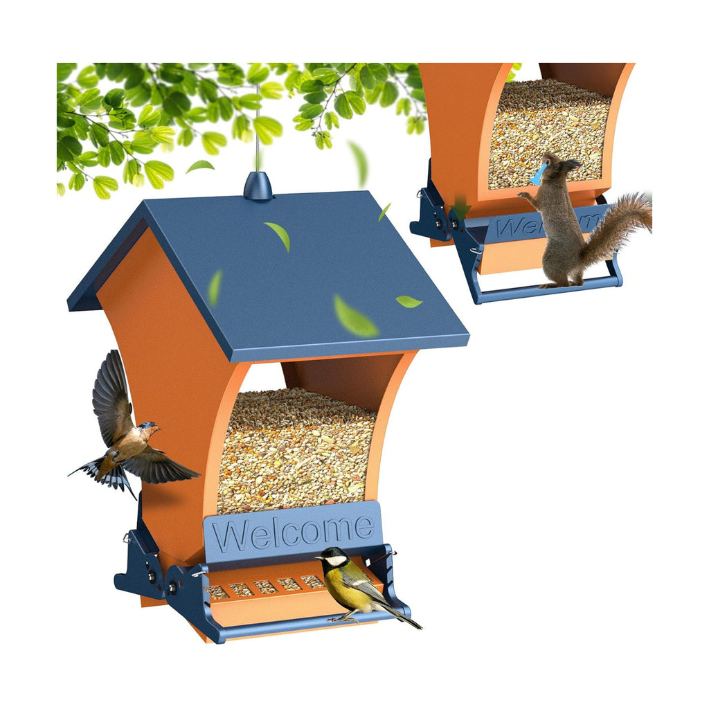 Wildpark Squirrel Proof Bird Feeders for Outdoors, 5LB Metal Hanging Feeders, Large Wild Feeders for Cardinals, Chickadees, Durable Backyard Feeders-One in Orange