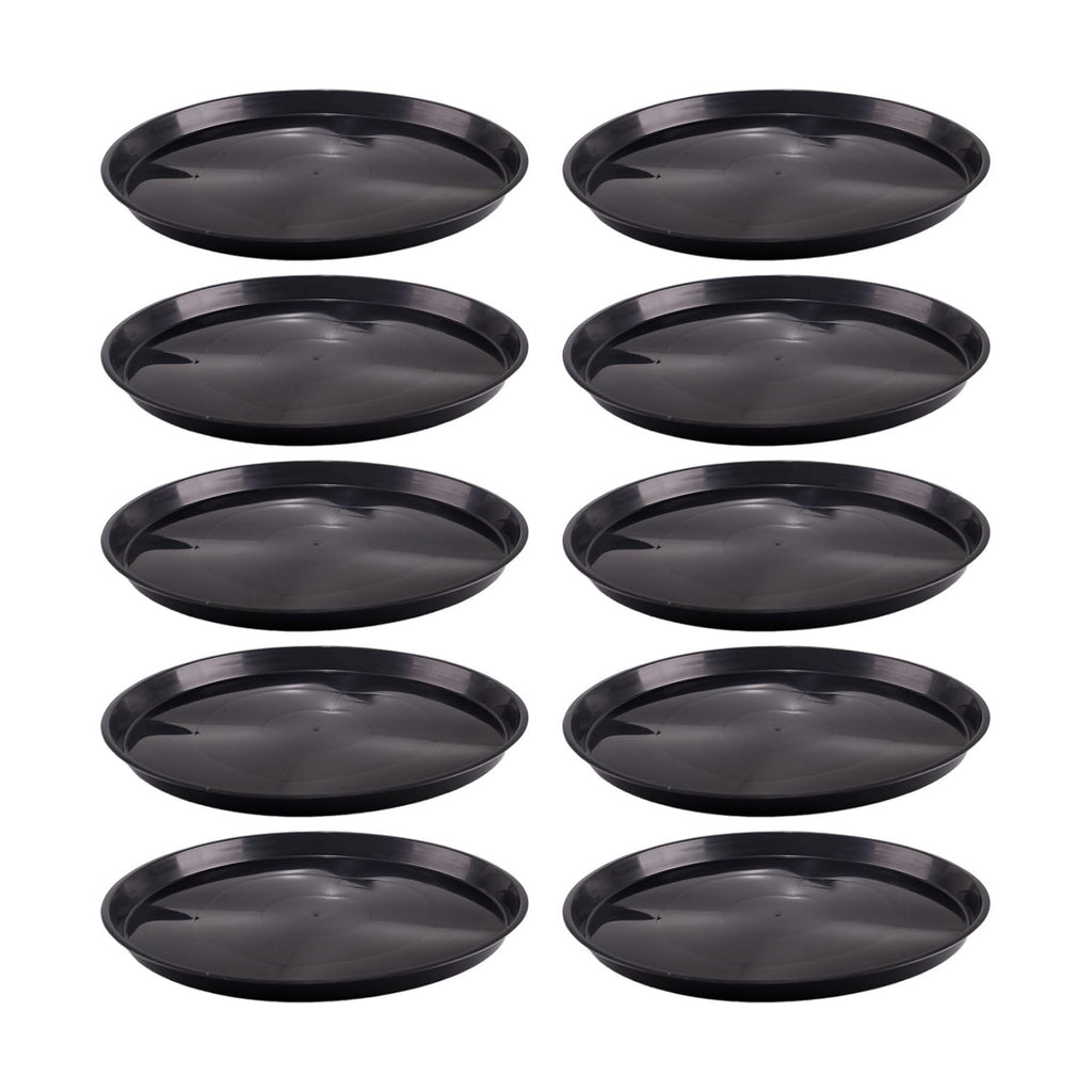 10 Pack Plant Saucer 16 Inches Plastic Drip Trays to Catch Water, Black | Round plastic flower pot saucers for indoors