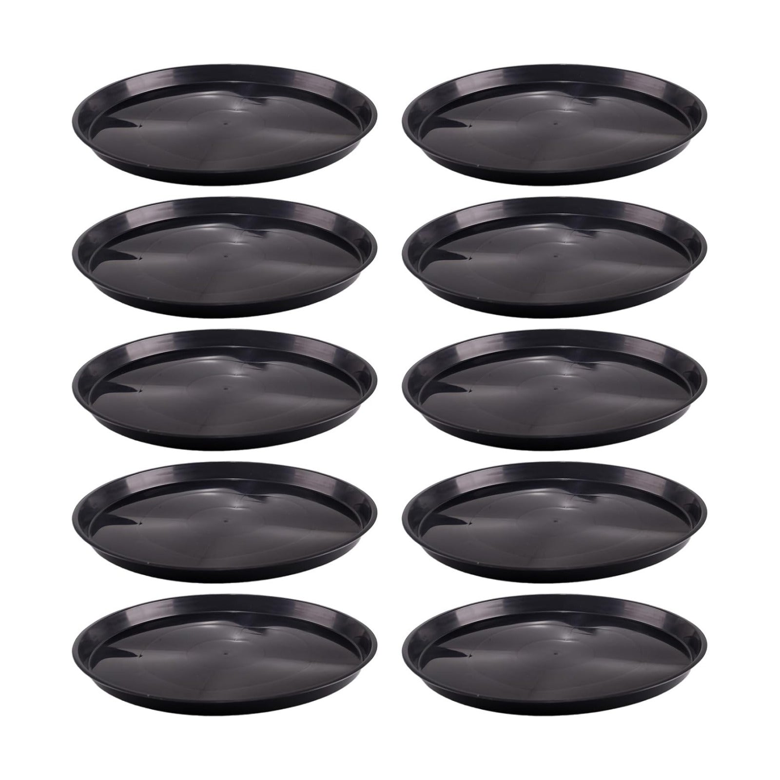 10 Pack Plant Saucer 16 Inches Plastic Drip Trays to Catch Water, Black | Round plastic flower pot saucers for indoors