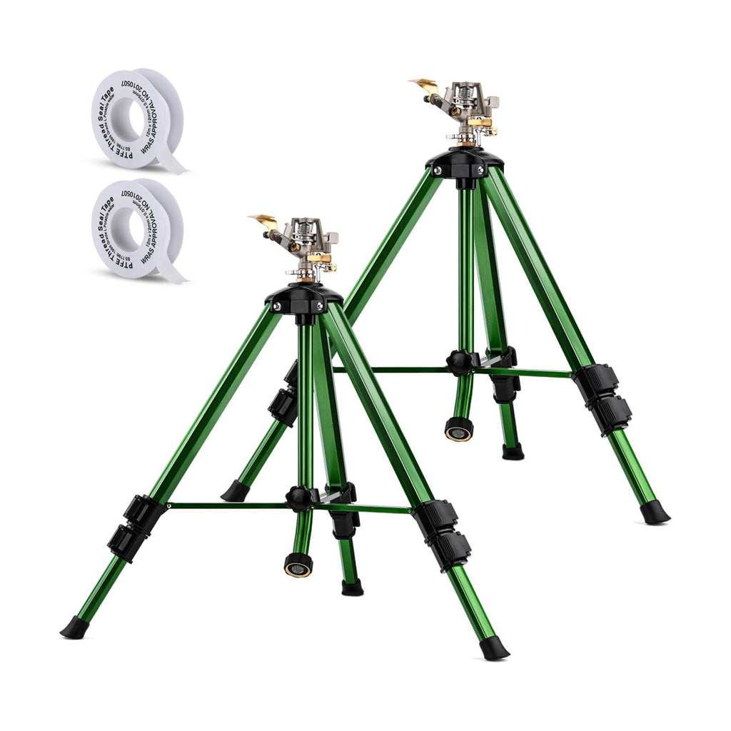 Pattiumo 2 Pack Lawn Sprinklers for Yard - 360° Tripod Sprinklers for Yard Large Area - Heavy Duty with 3/4 Inch
