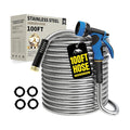 100ft Metal Garden Hose - Heavy Duty 304 Stainless Steel Flexible Water Hose, No Kinks & Leak-Proof with Upgraded