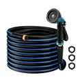 Besiter Heavy Duty Garden Hose 5/8" 50FT: Flexible Rubber Water Hose with 10 Function Sprayer - Leakproof Hose Male to