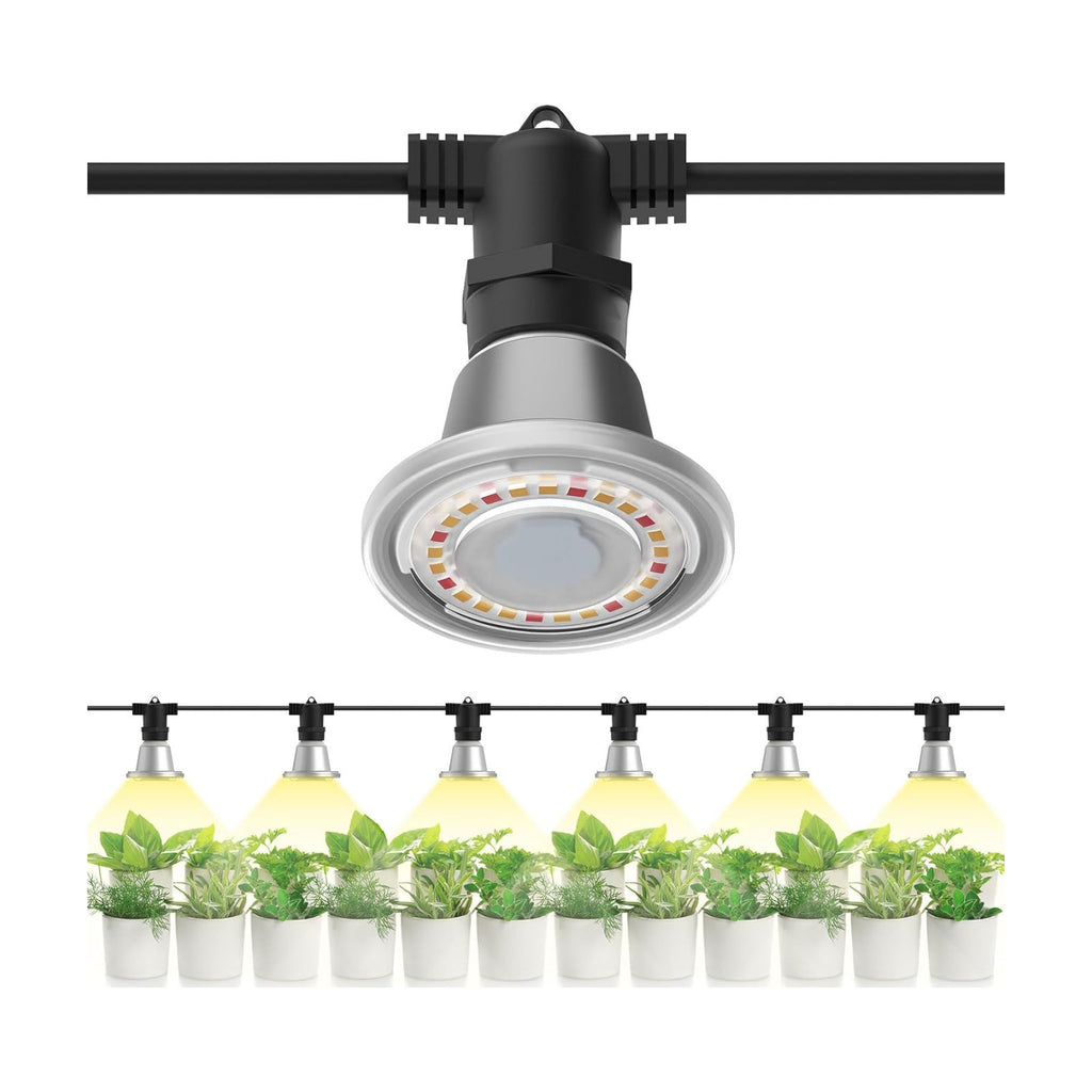 SANSI Hanging Grow Light for Indoor Outdoor Plants, 72W IP65 Waterproof | 6 LED Bulbs, Hooks Included, Optical Lens