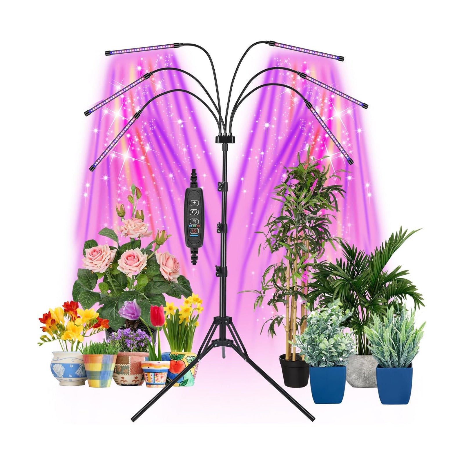 Mefflypee Grow Lights for Indoor Plants, LED Grow Light Stand, Red Blue Yellow Full Spectrum Plant Lamp with Adjustable