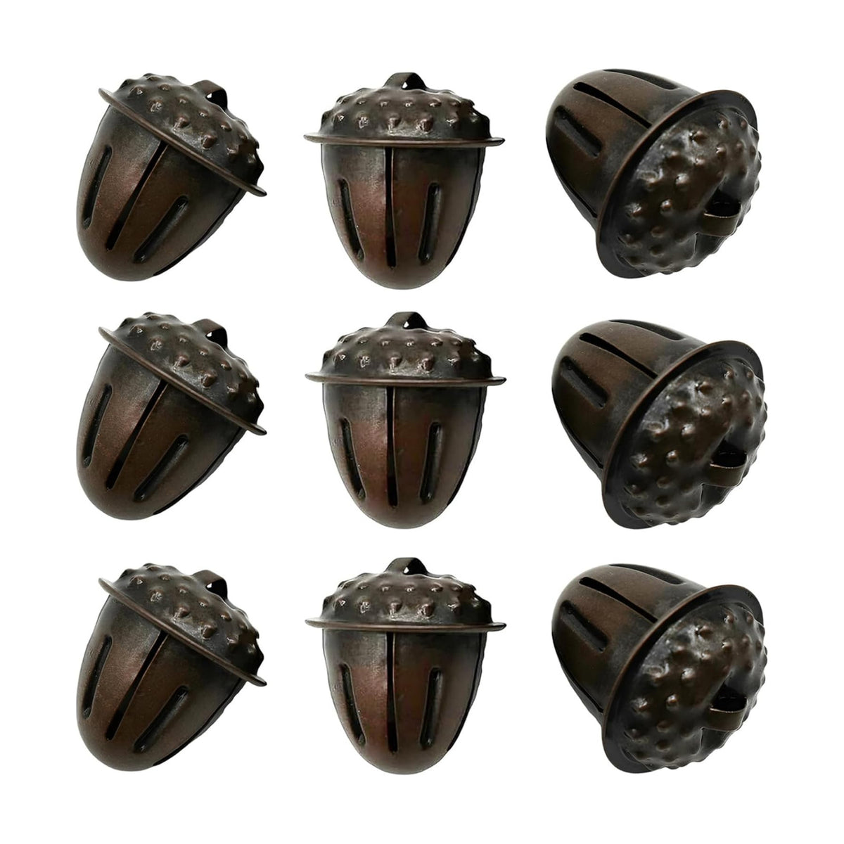 Maydahui 20 PCS Acorn Shaped Christmas Jingle Bells 1.2 Inches Red Bronze